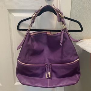 Dooney & Burke oversized purple leather tote bag
